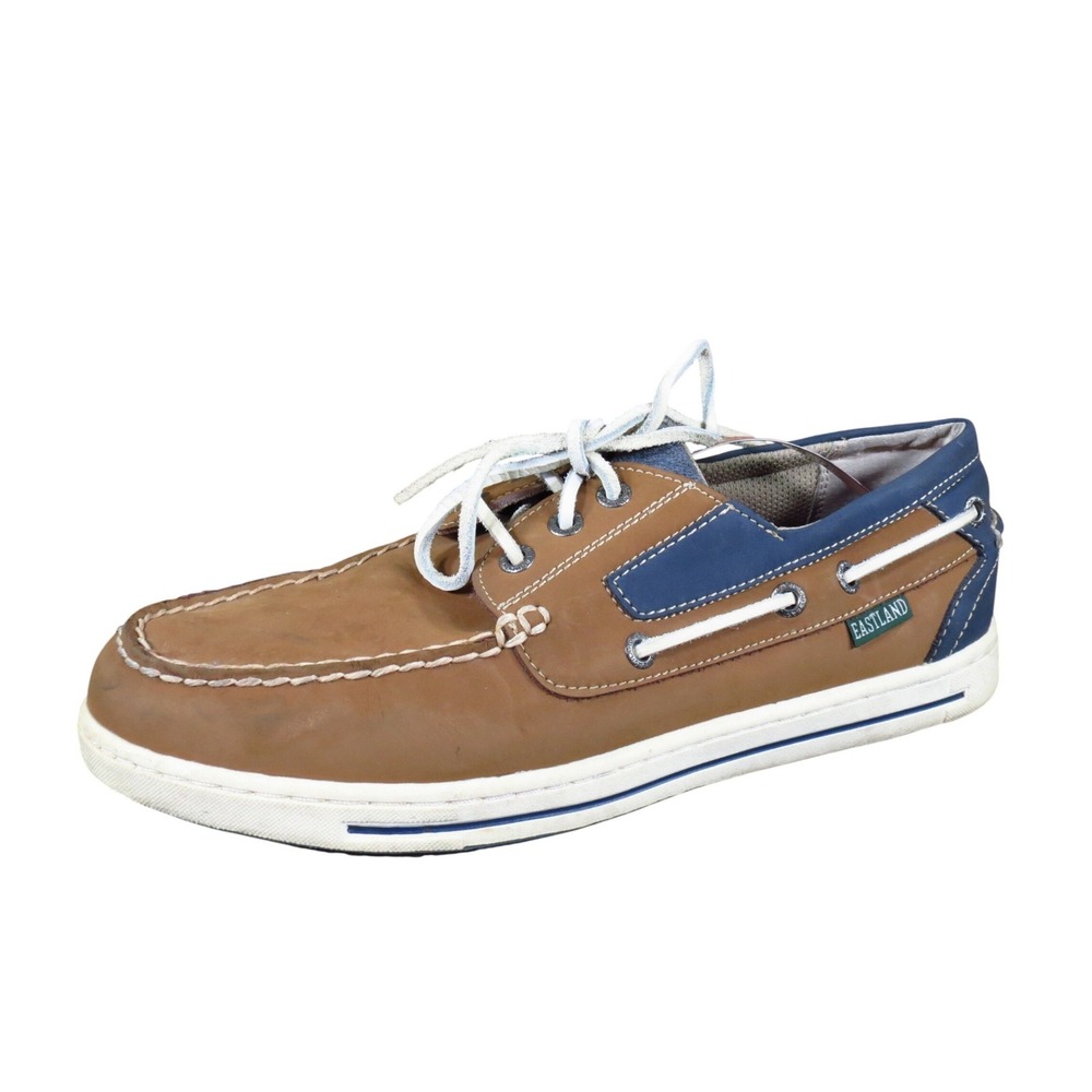 Eastland Avalon Mens Boat Shoes Sz 9 Casual Nautical Loafers‎ Brown Navy Leather